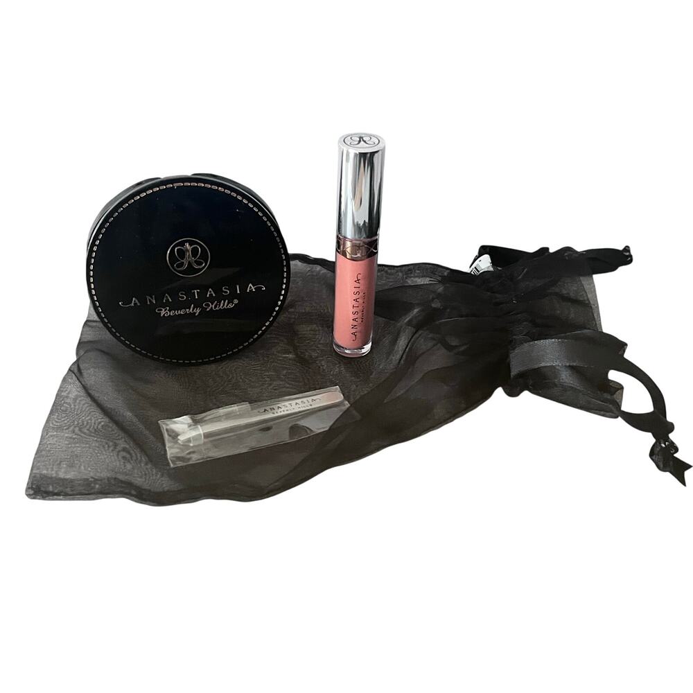 Anastasia Beverly Hills MIRROR / ASHTON LIQUID LIPSTICK / TWEEZER Set